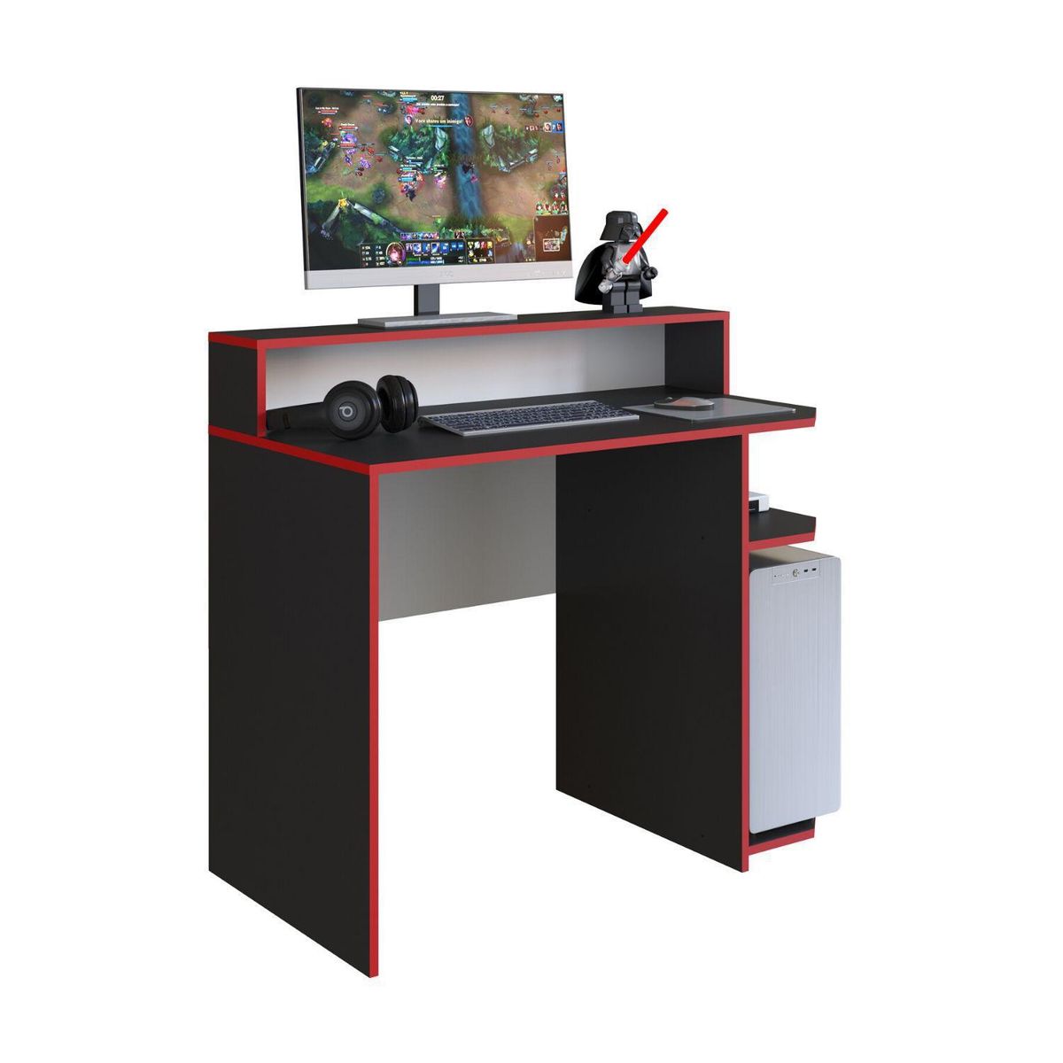HOGA - Escritorio gamer power negro 90x100x53 cm