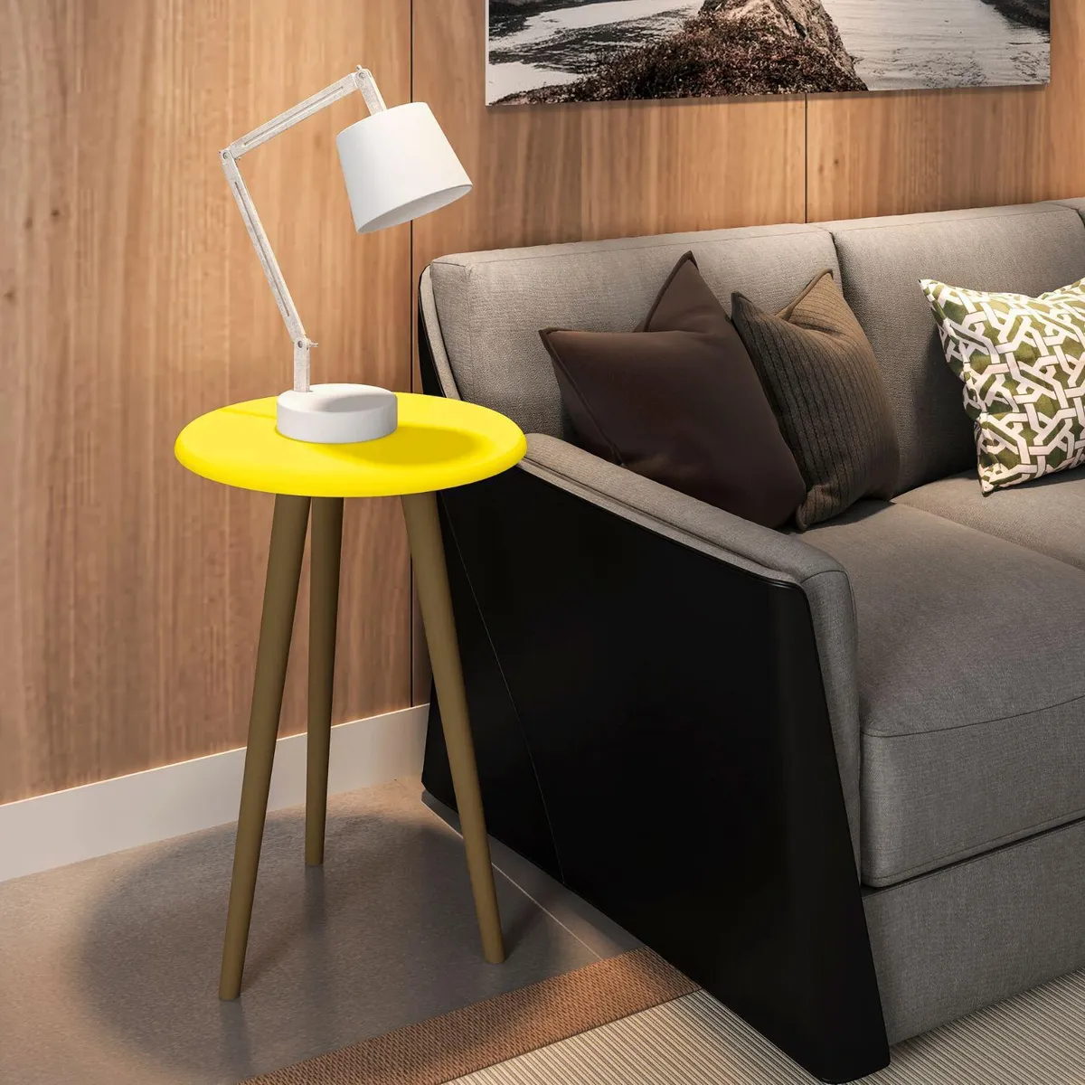 HOGA - Mesa lateral amarillo 63x44x44 cm