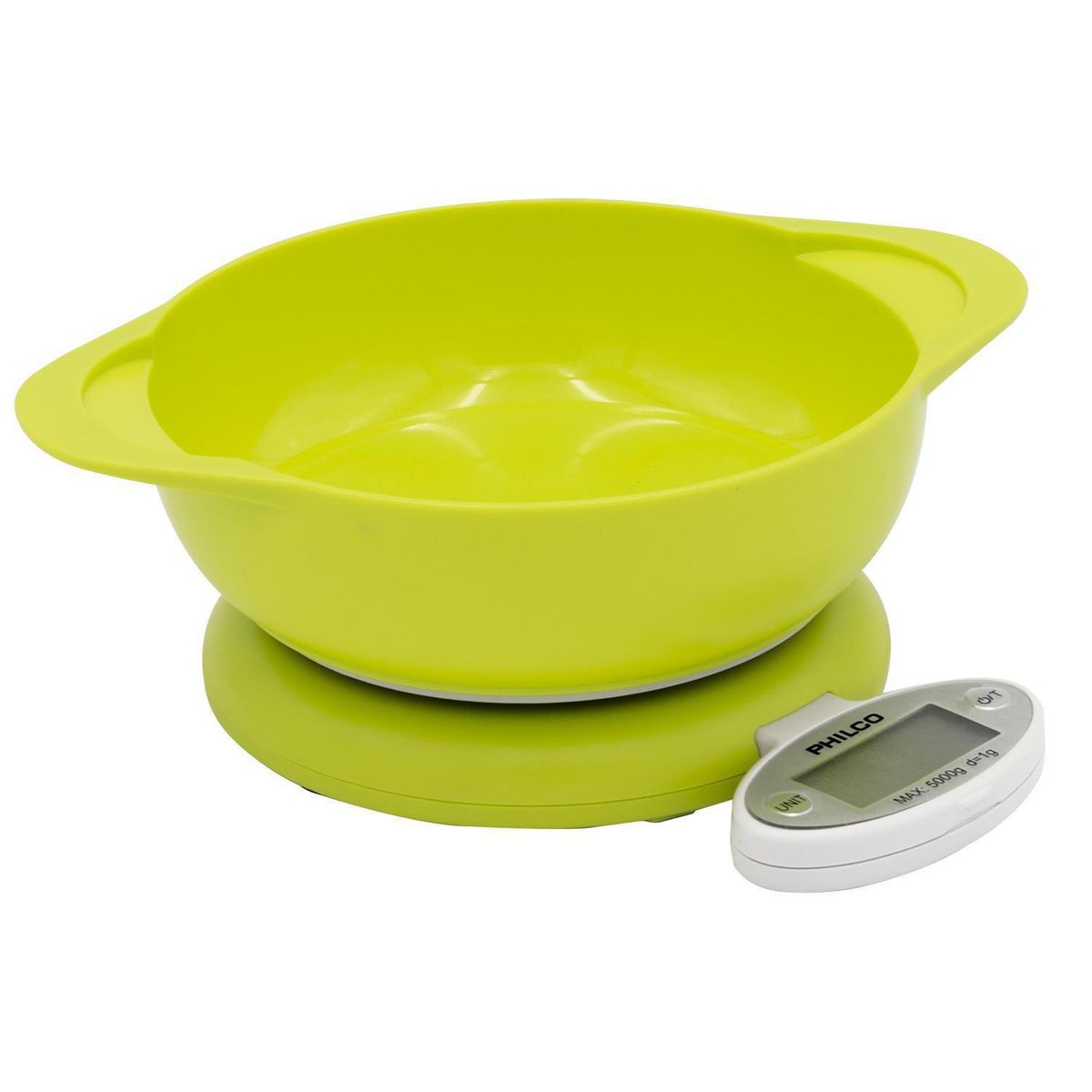 PHILCO - Balanza digital con recipiente 17x17x5 cm verde