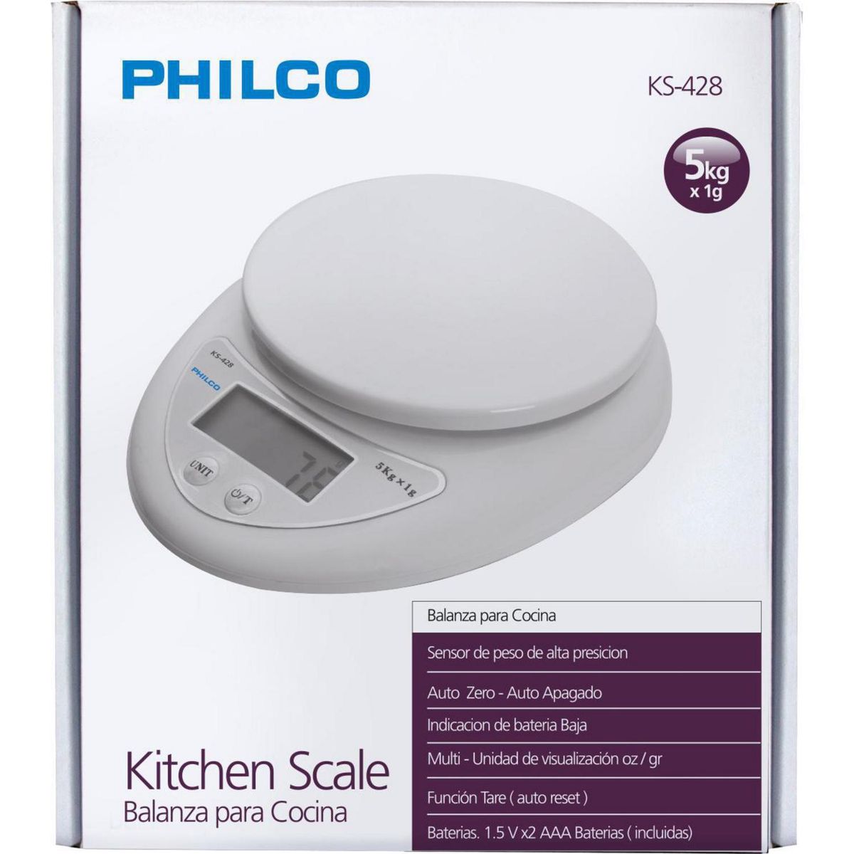 PHILCO - Balanza digital 15x18x4 cm blanca