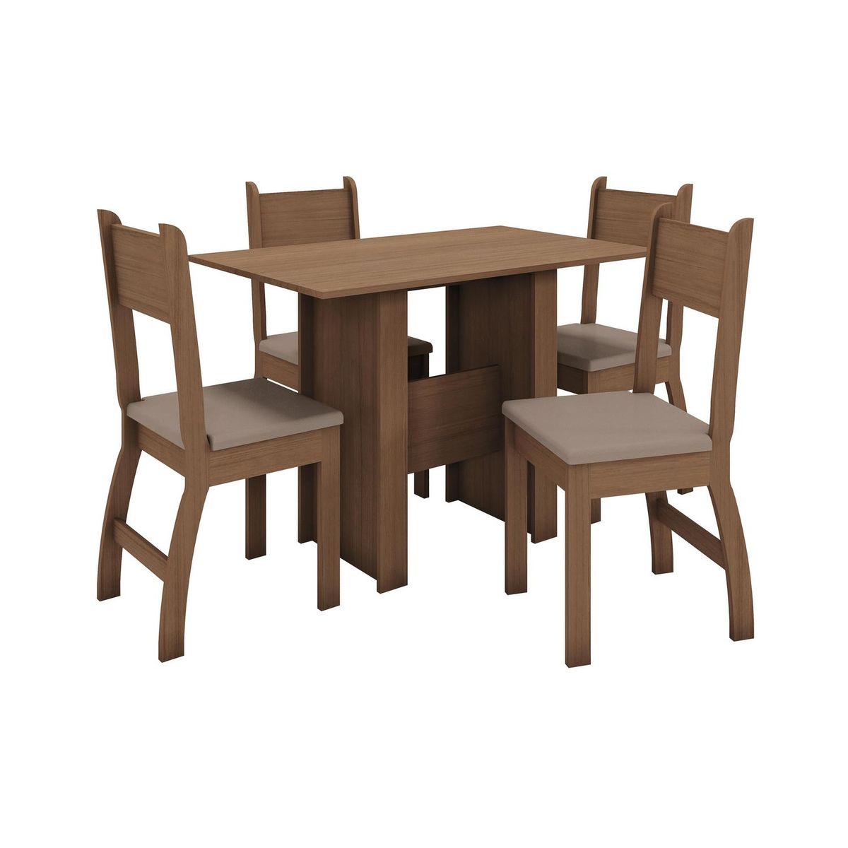 HOME MOBILI - Juego de Comedor Mónaco 4 Sillas Mesa Rectangular 67,5x77x120 cm Café