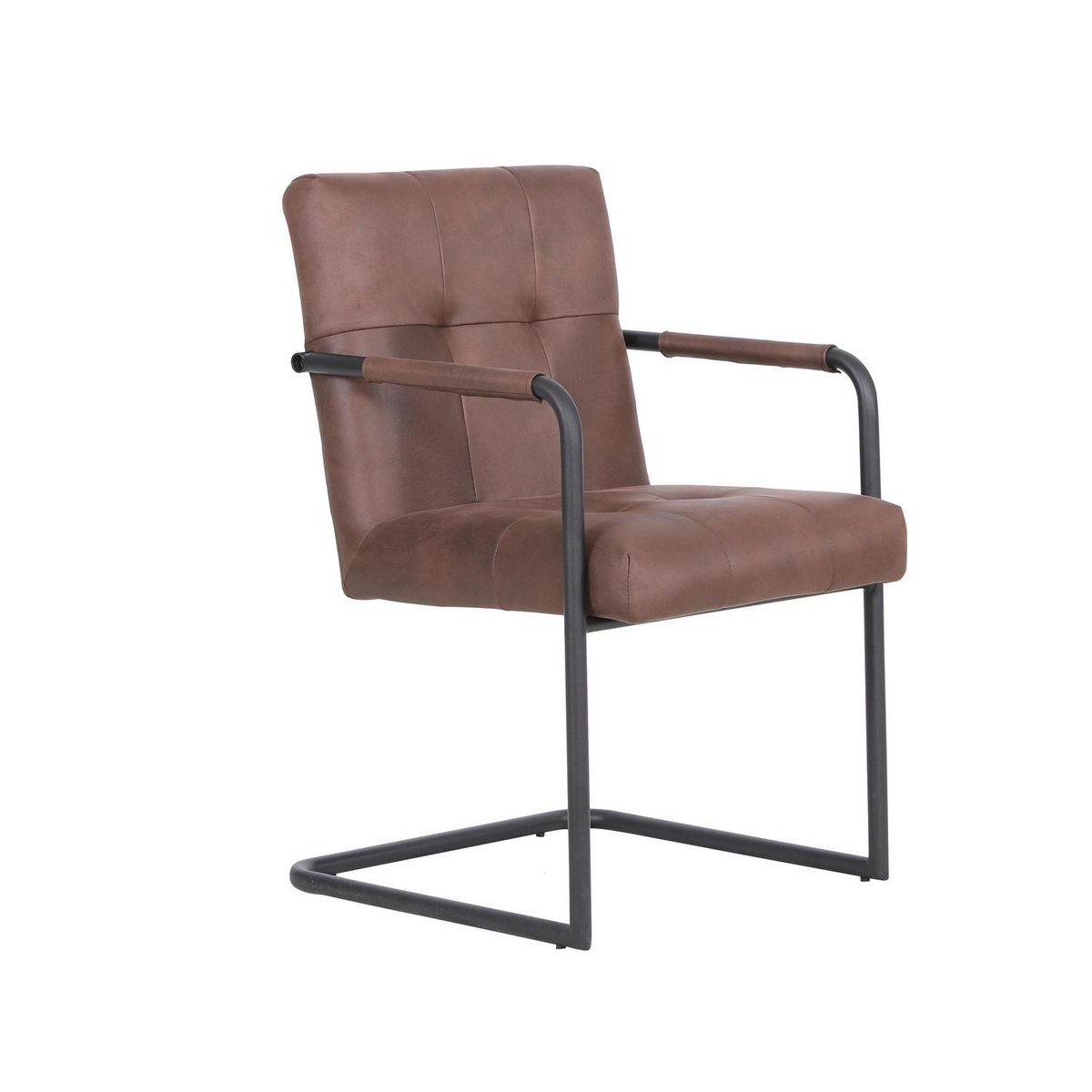 WHITE MARKET - Sitial Metal/Ecocuero Café 87x54x61 cm