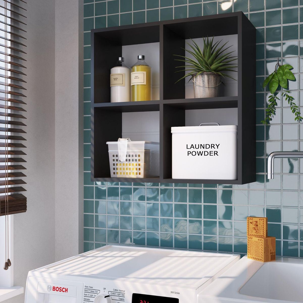 HOGA - Repisa Camilo MDP 2 Nivel(es) 63x63x26 cm Negro