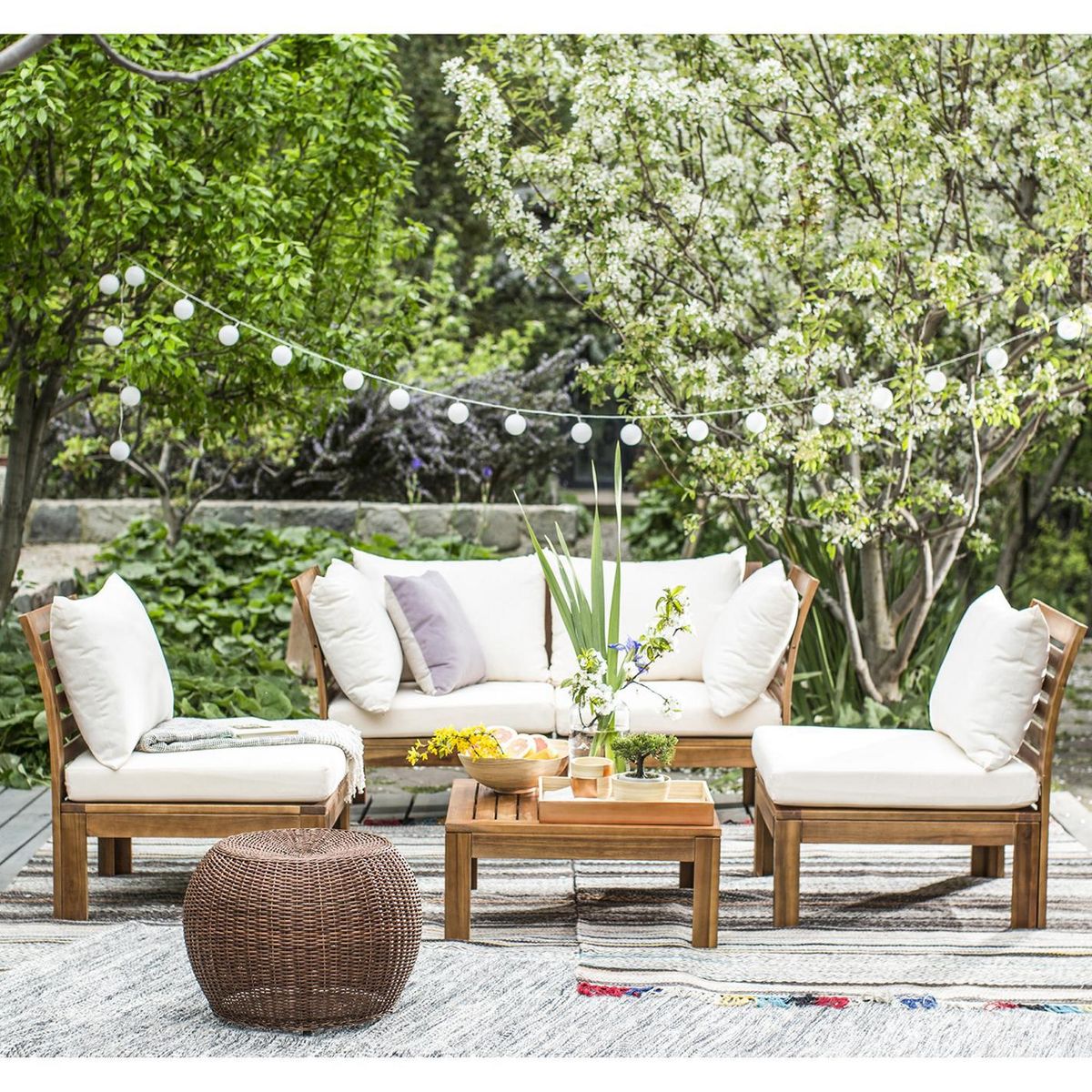 HOME COLLECTION GARD - Juego de Terraza Living Seccional Acacia 4 Personas