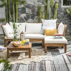 JUST HOME COLLECTION - Juego de Terraza Living Seccional Acacia 4 Personas