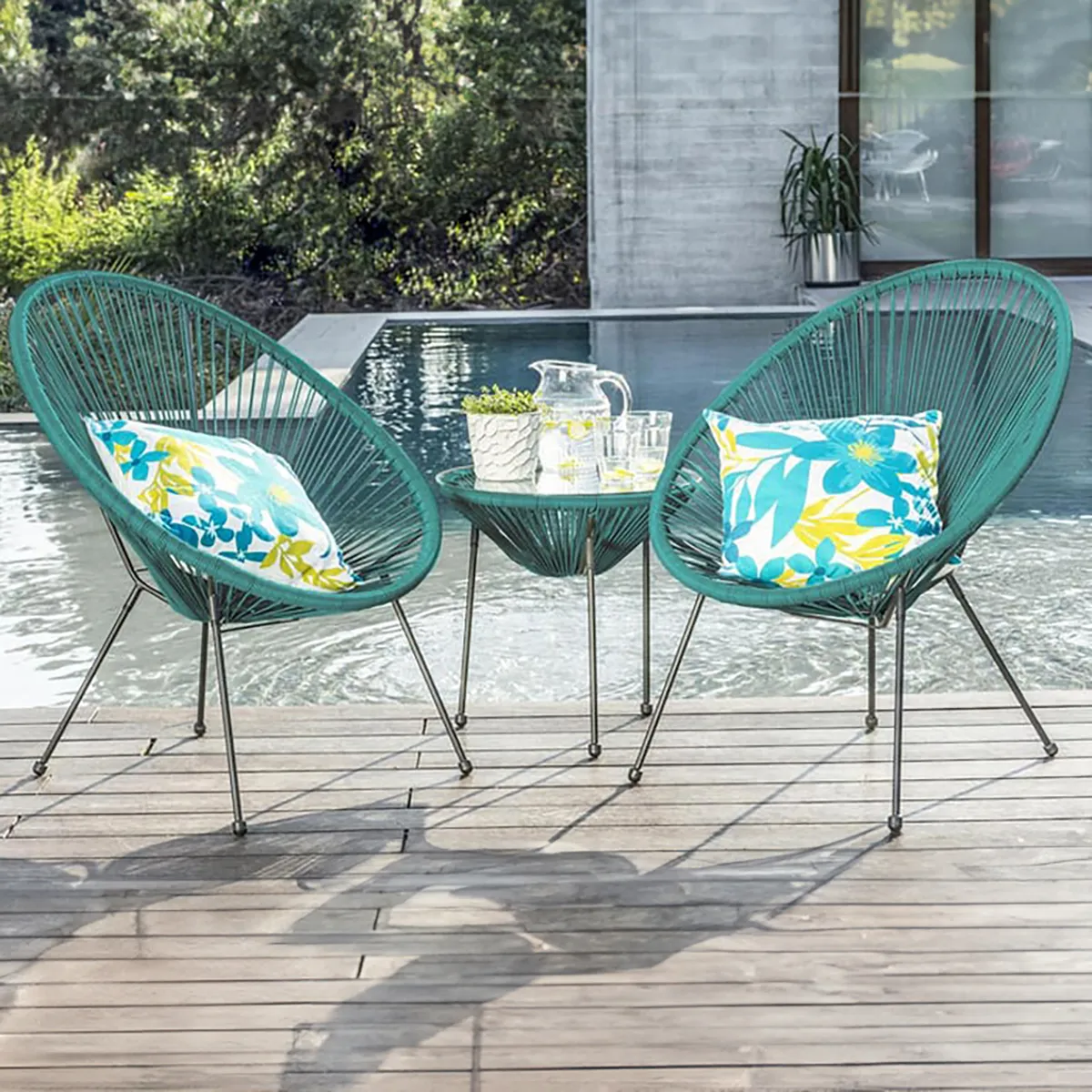 HOME COLLECTION GARD - Juego de Terraza Balcón Cozumel 2 Personas Acqua