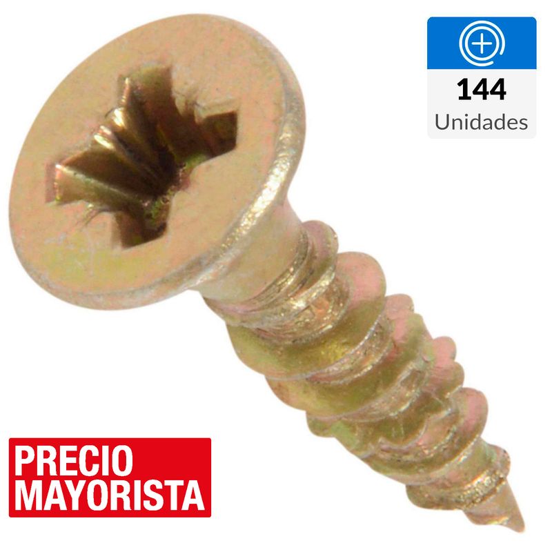 MAMUT - Tornillo Tirafondo Cabeza Phillips Madera 5/8 " 6 mm 144 Unidades