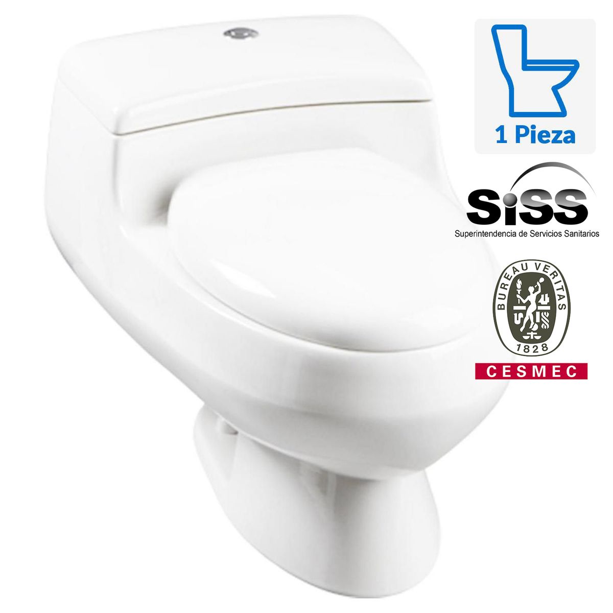 CORONA - Sanitario One piece a Piso 30,5 cm 6 Litros Prestigio Blanco