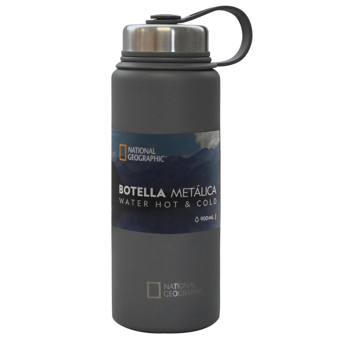 NATIONAL GEOGRAPHIC - Botella metálica 900 ml gris