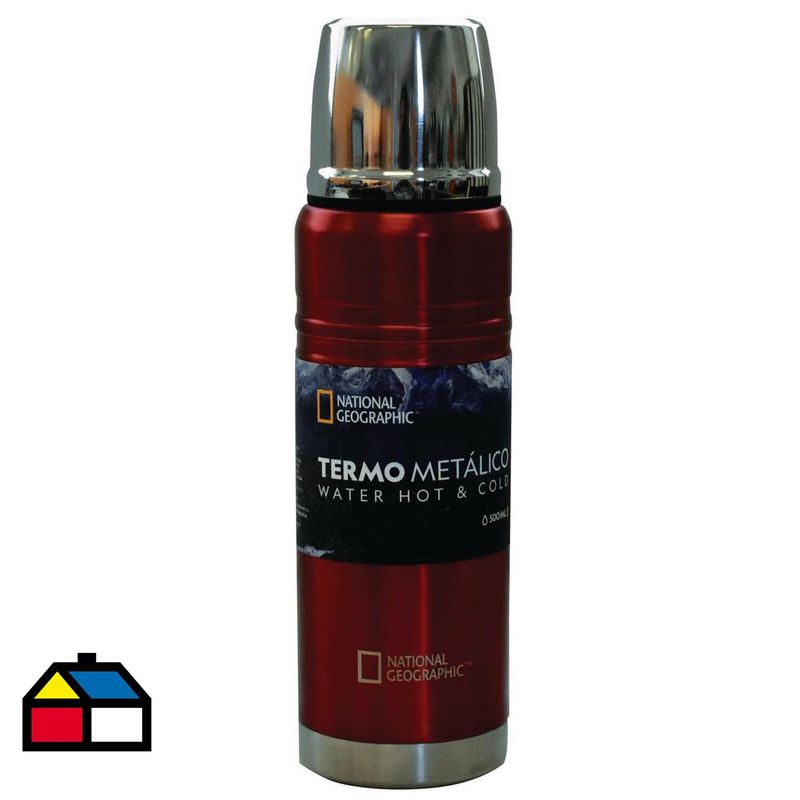 NATIONAL GEOGRAPHIC - Termo para Agua 500 ml Acero Inoxidable Rojo