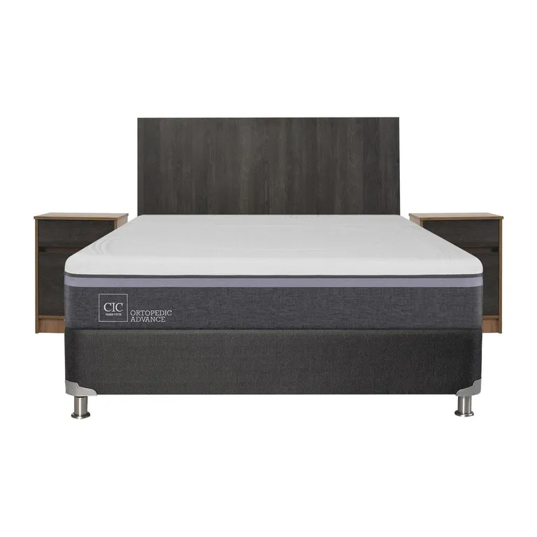 Box Spring Ortopedic Advance B5 Black 2 Plazas Bn + Muebles