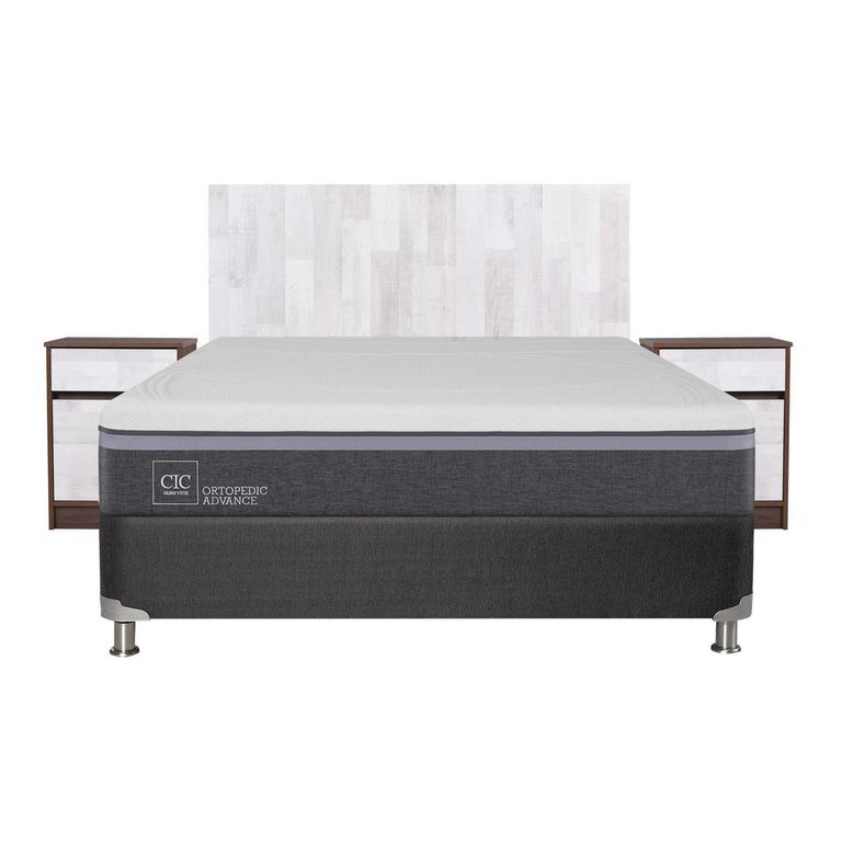 Box Spring Ortopedic Advance B5 Black 2 Plazas Bn + Muebles