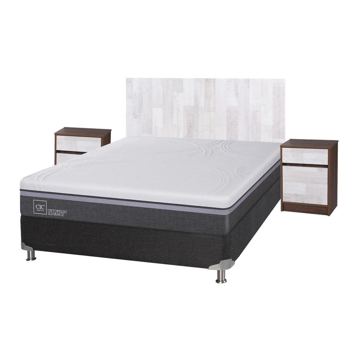 CIC - Box spring ortopedic advance b5 black 2 plazas bn + muebles