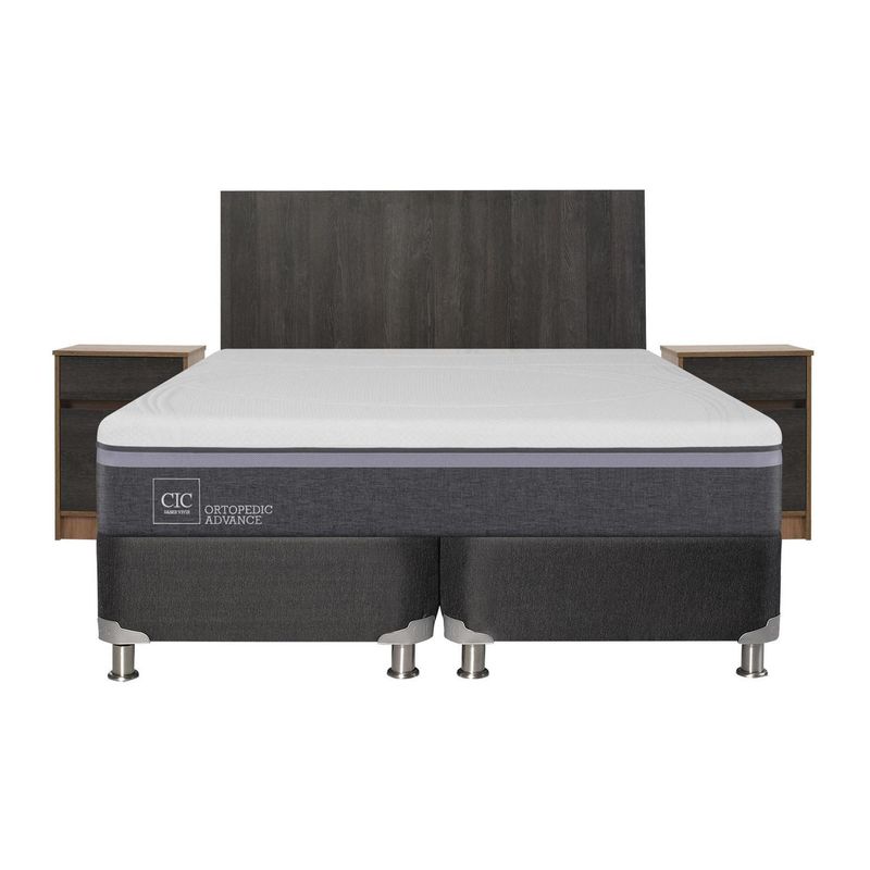 CIC - Box spring ortopedic advance b5 black 2 plazas bd + muebles