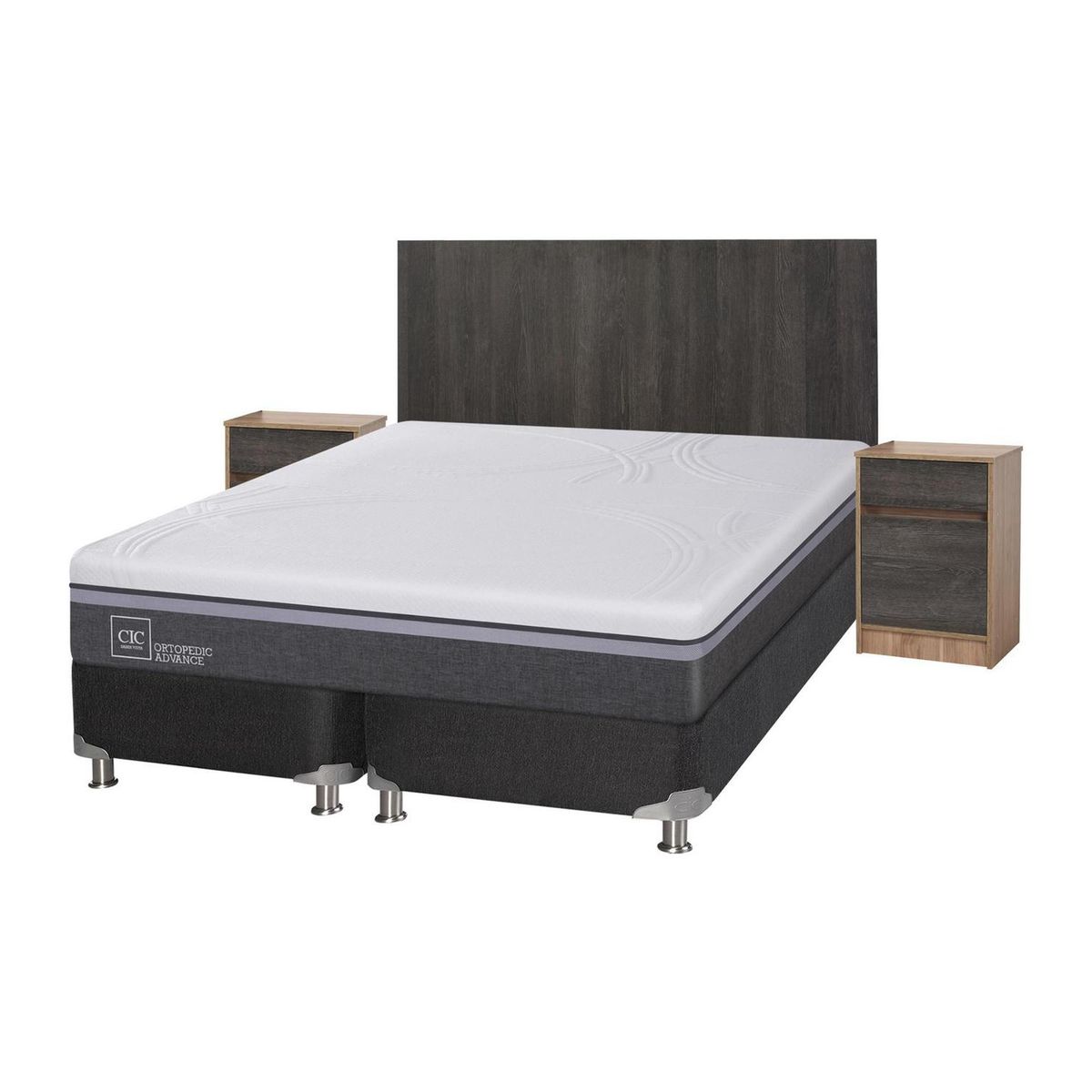 CIC - Box spring ortopedic advance b5 black 2 plazas bd + muebles