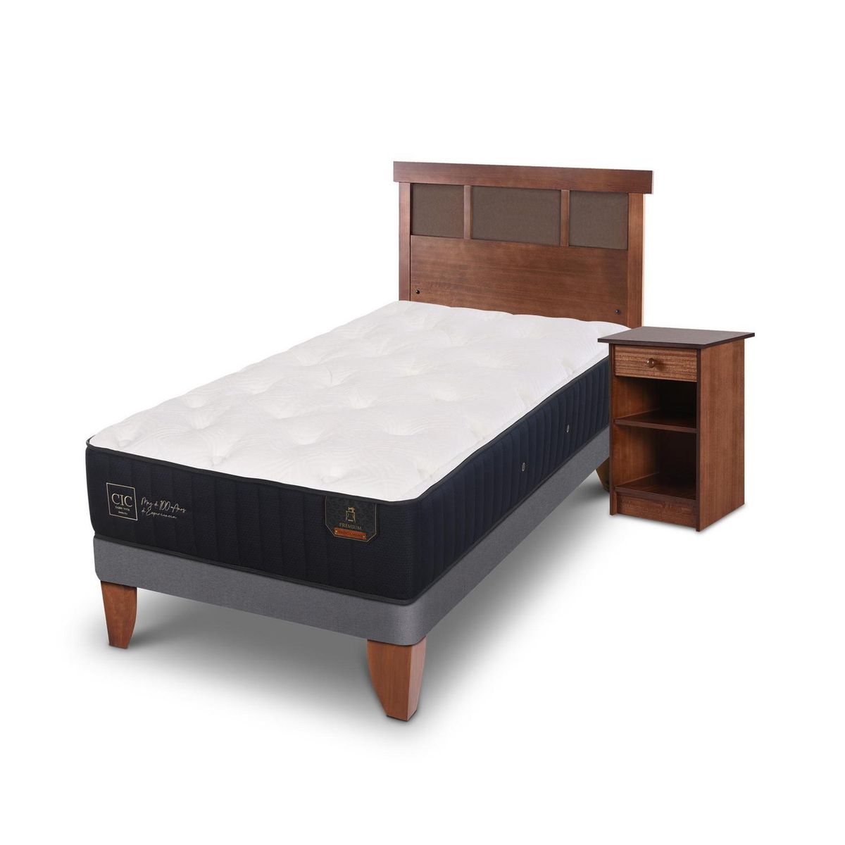 CIC - Cama europea premium 1.5 plazas + muebles