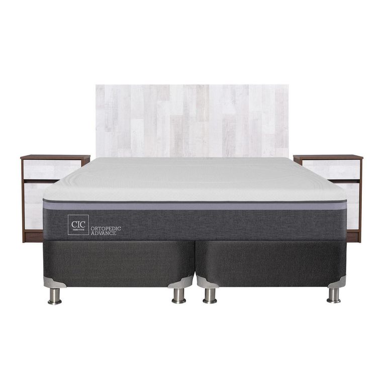 Box Spring Ortopedic Advance B5 Black 2 Plazas Bd + Muebles