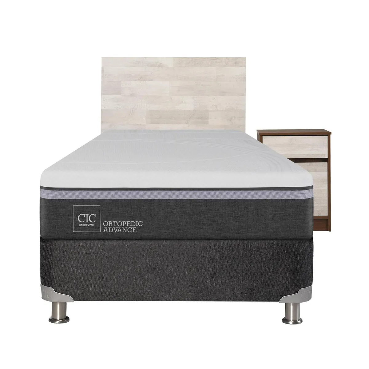 CIC - Box spring ortopedic advance b5 black 1.5 plazas + muebles