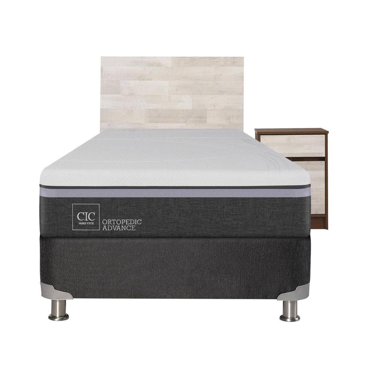 CIC - Box spring ortopedic advance b5 black 1.5 plazas + muebles