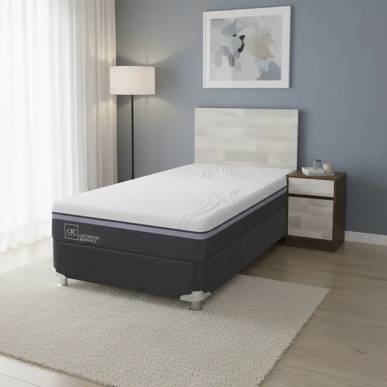 Box Spring Ortopedic Advance B5 Black 1.5 Plazas + Muebles