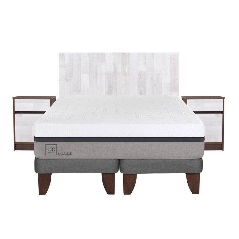 CIC Cama Europea Balance 2 Plazas Bd + Muebles