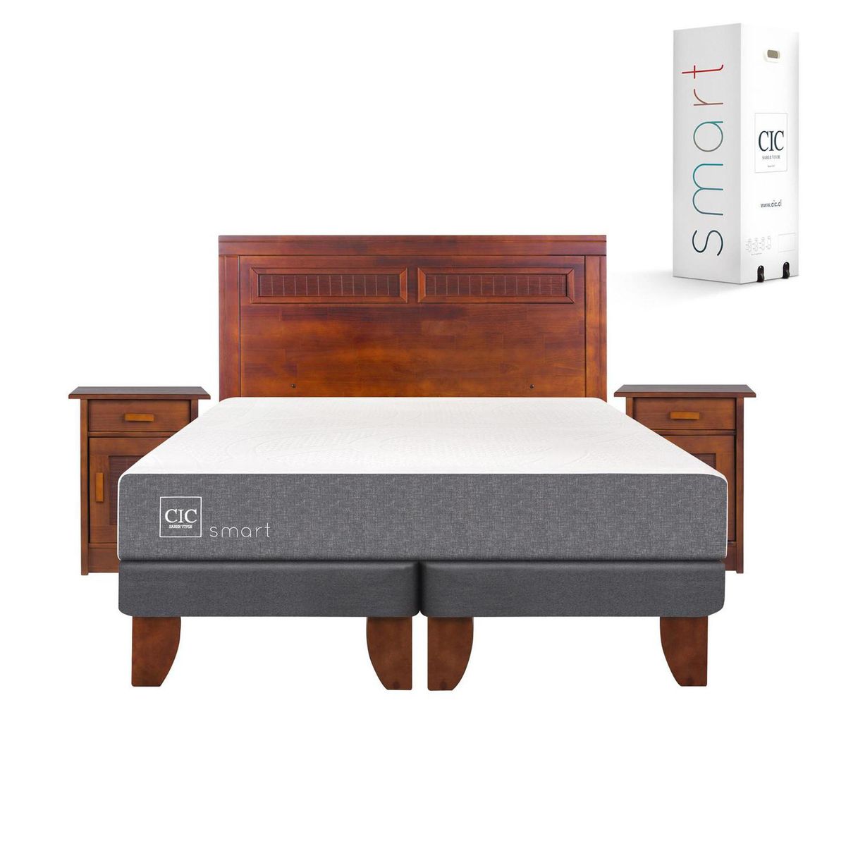 CIC - Cama europea smart 2 plaza bd + muebles