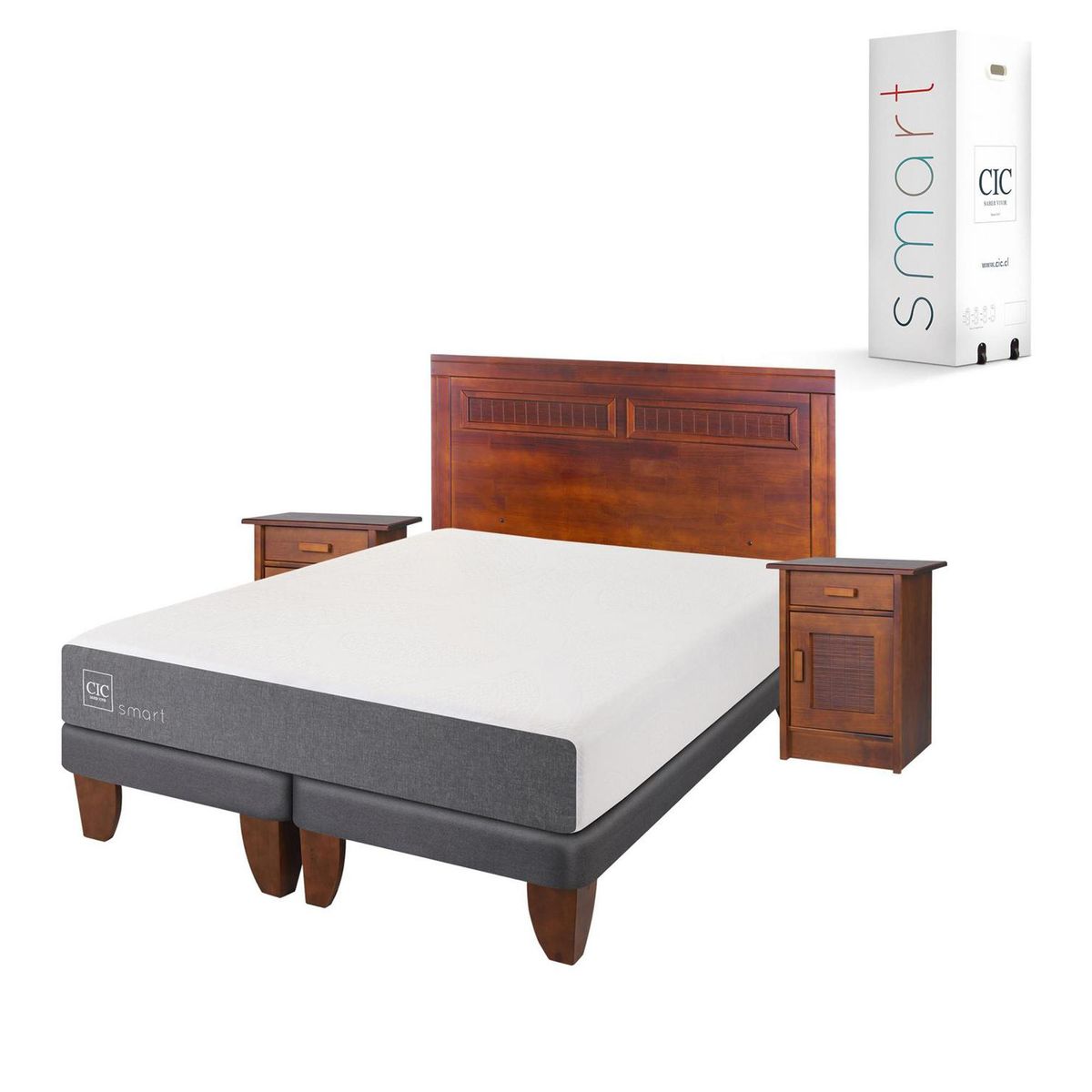 CIC - Cama europea smart 2 plaza bd + muebles