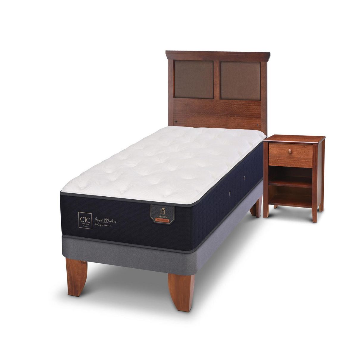 CIC - Cama europea premium 1.5 plazas + muebles