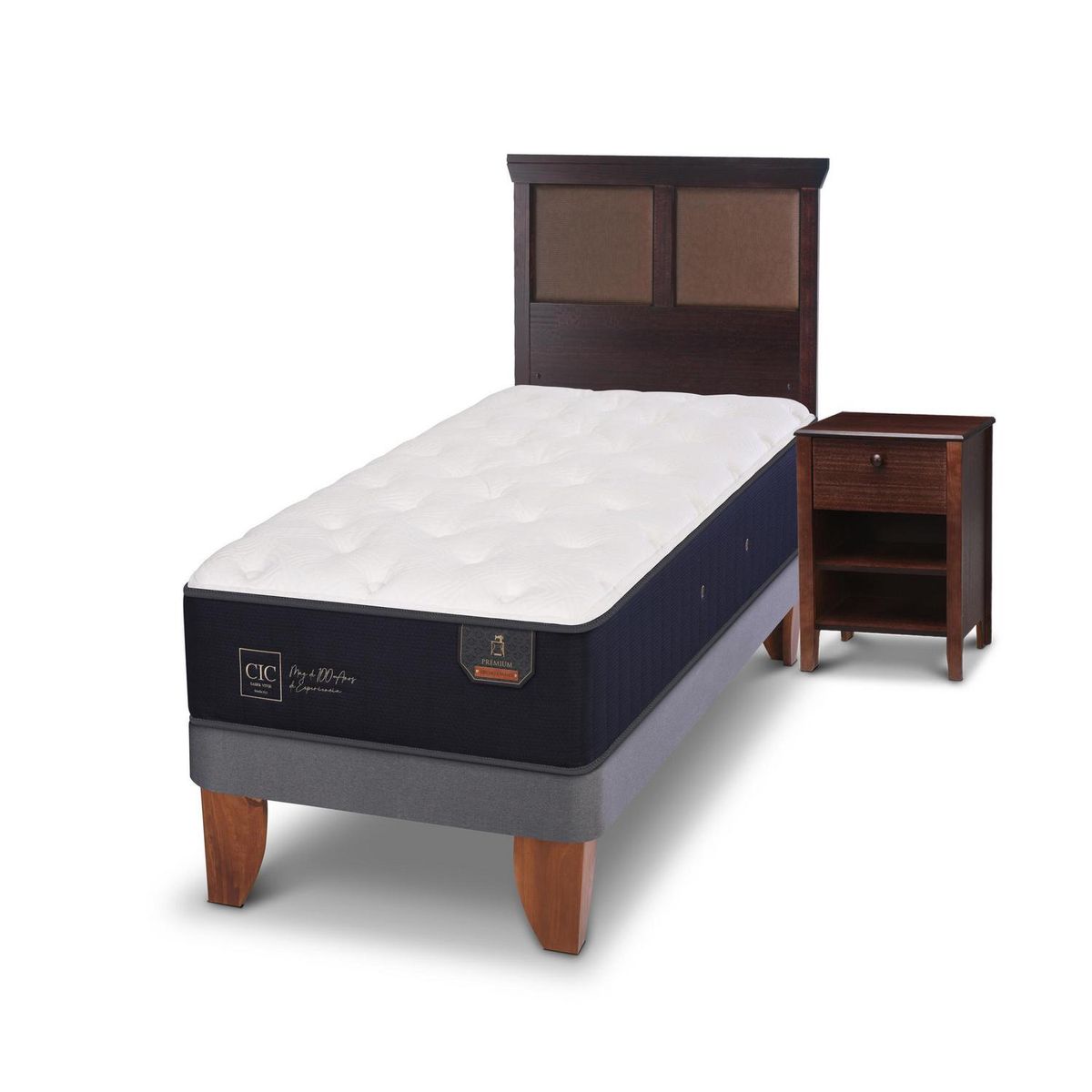 CIC - Cama europea premium 1.5 plazas + muebles