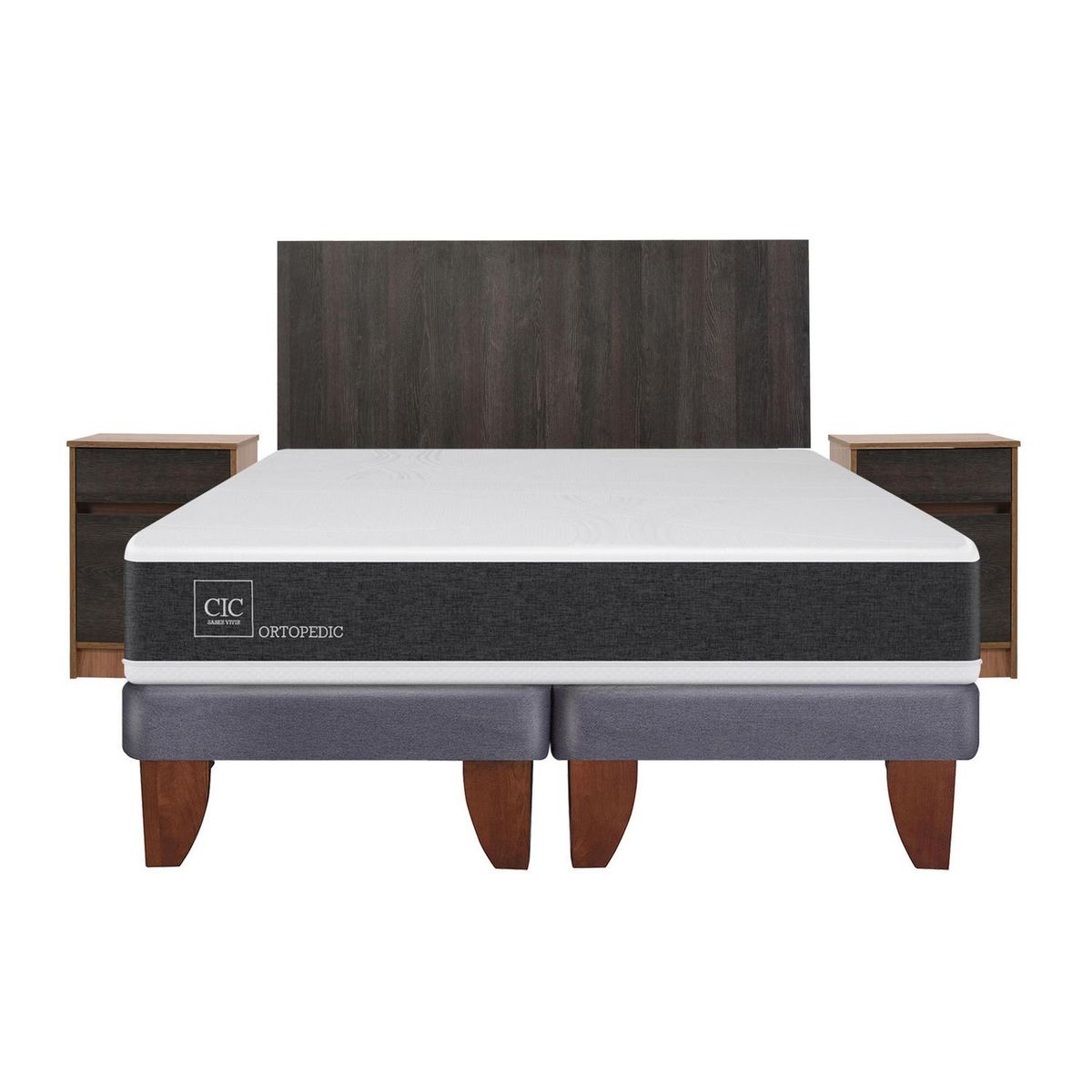 CIC - Cama europea new ortopedic 2 plazas bd + muebles