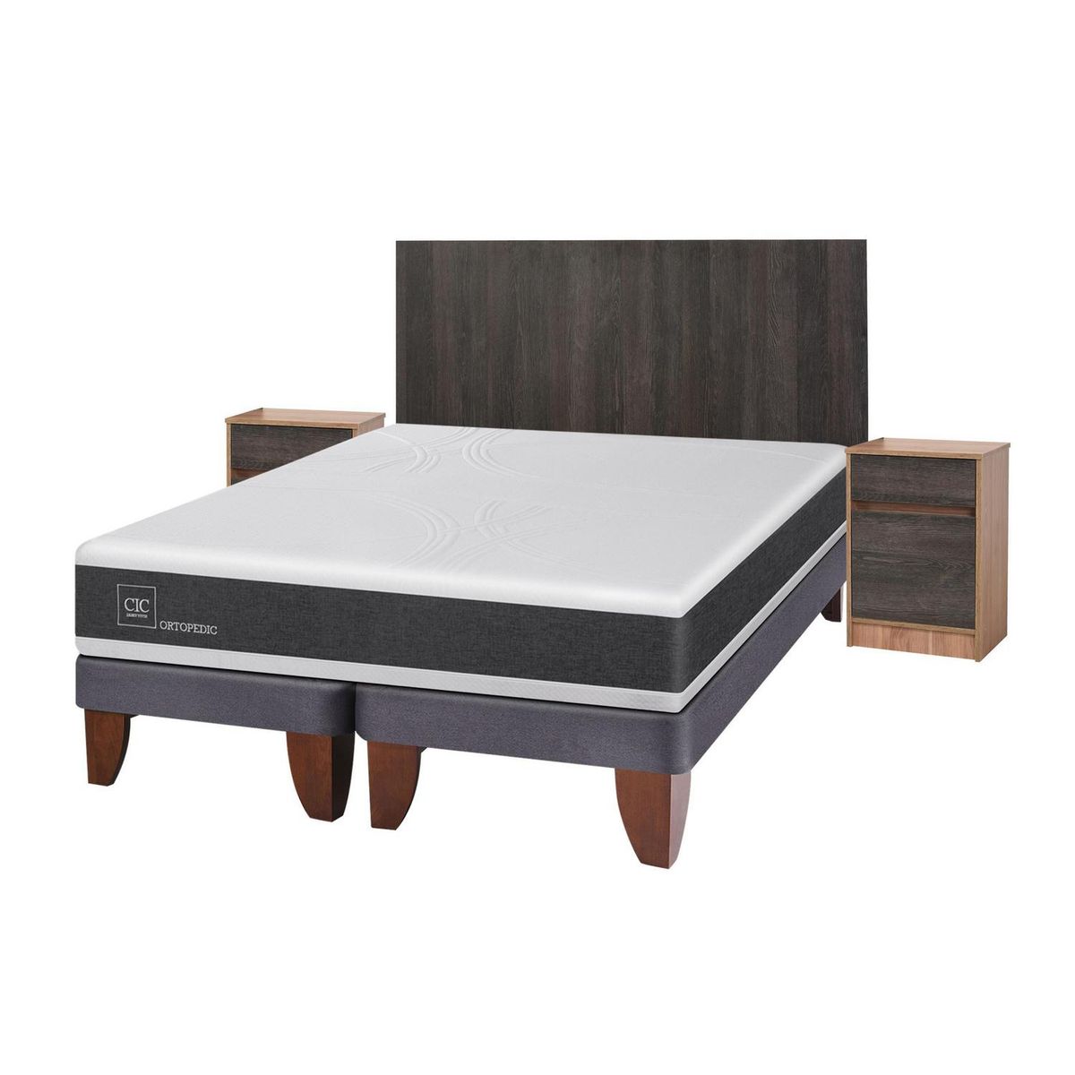 CIC - Cama europea new ortopedic 2 plazas bd + muebles