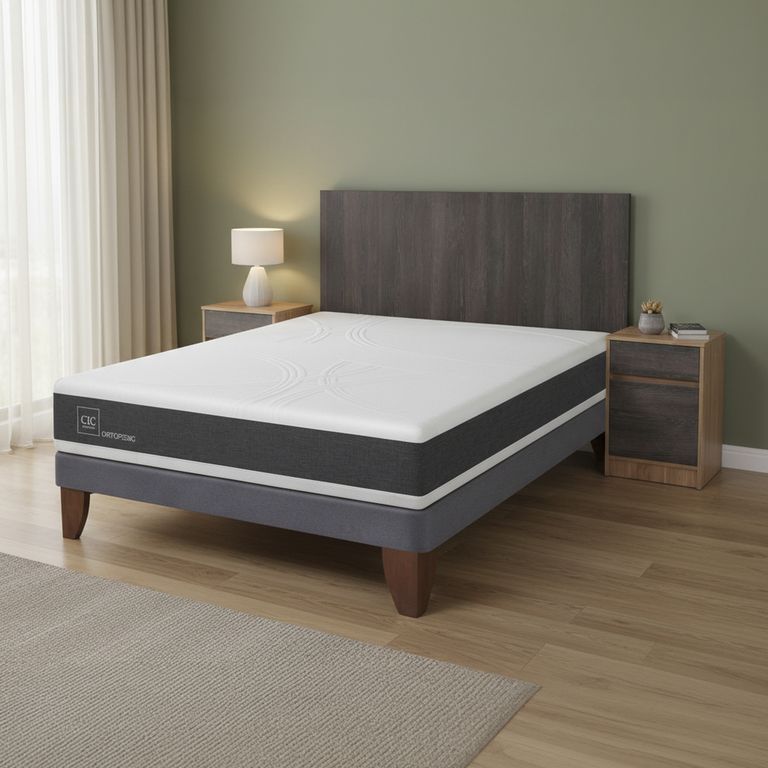 Cama Europea New Ortopedic 2 Plazas Bn + Muebles