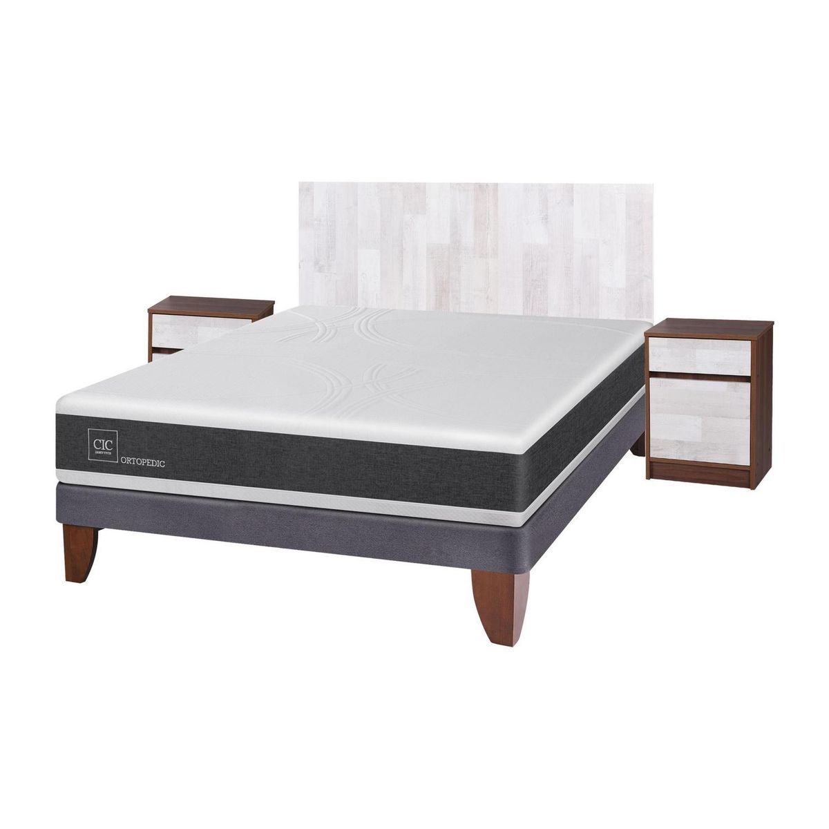 CIC - Cama europea new ortopedic 2 plazas bn + muebles