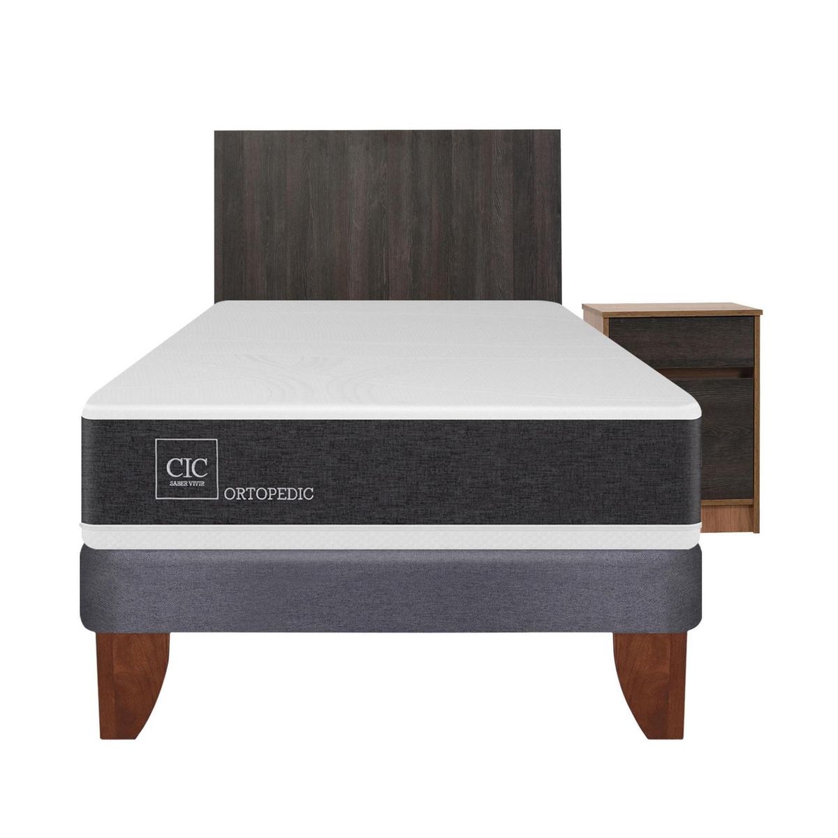 CIC - Cama europea new ortopedic 1.5 plazas + muebles