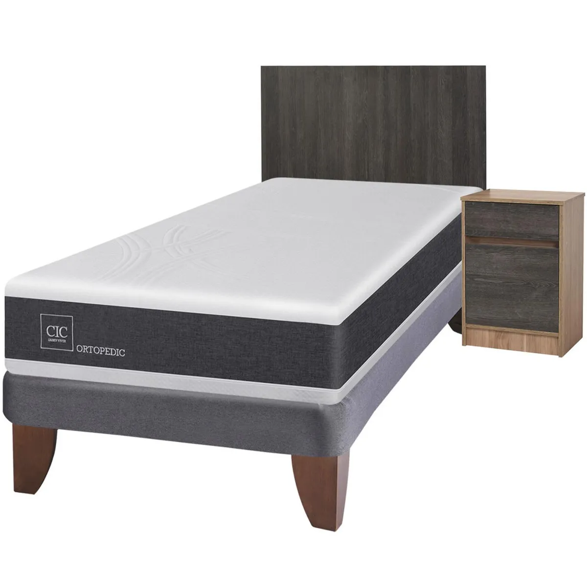 CIC - Cama europea new ortopedic 1.5 plazas + muebles