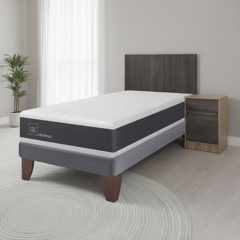 Cama Europea New Ortopedic 1.5 Plazas + Muebles