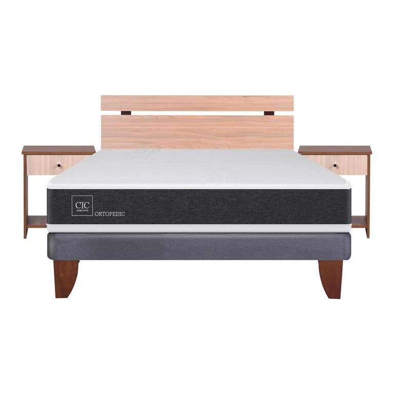 CIC Cama Europea New Ortopedic 2 Plazas Bn + Muebles