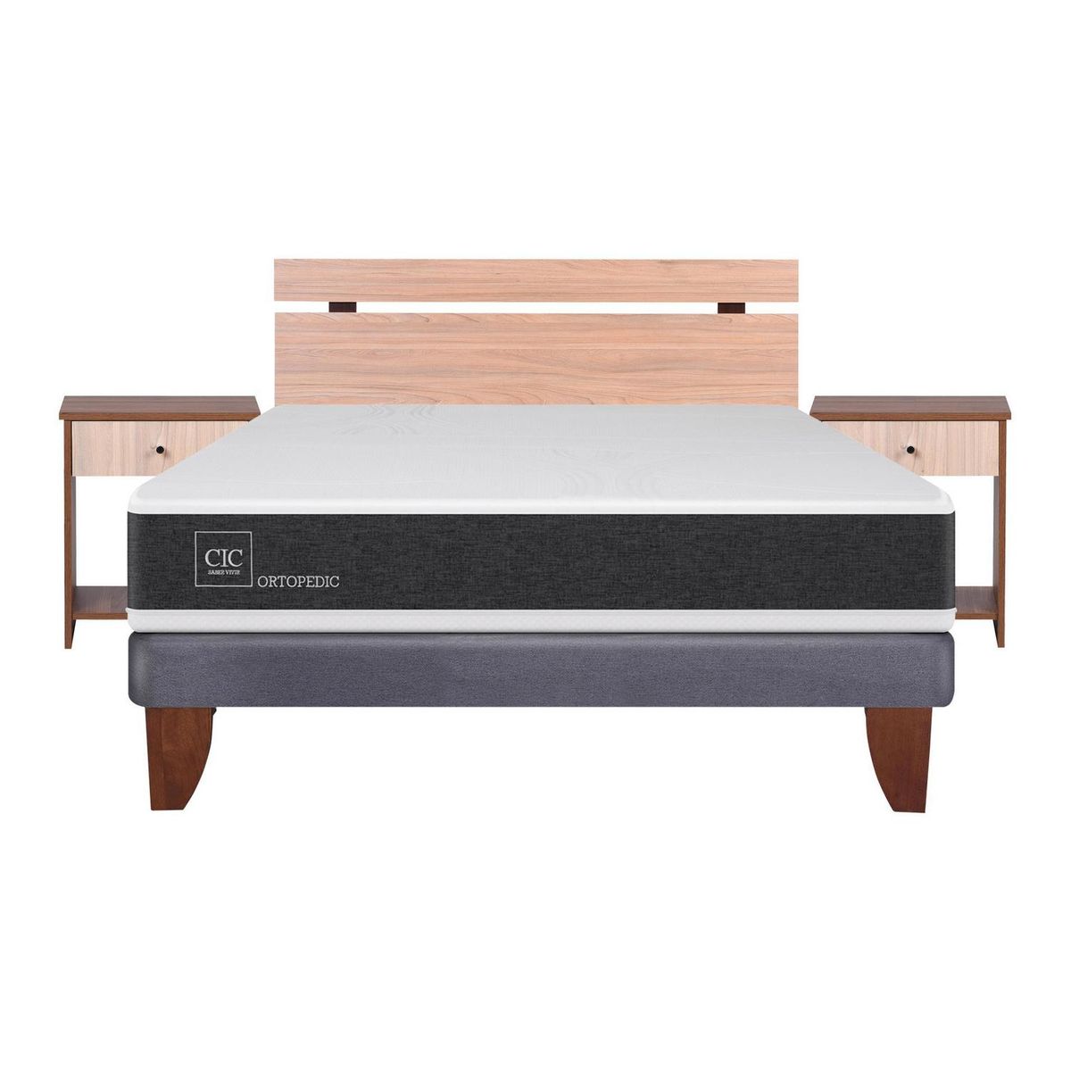 CIC - Cama europea new ortopedic 2 plazas bn + muebles