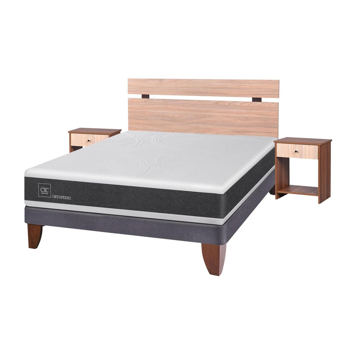 CIC - Cama europea new ortopedic 2 plazas bn + muebles
