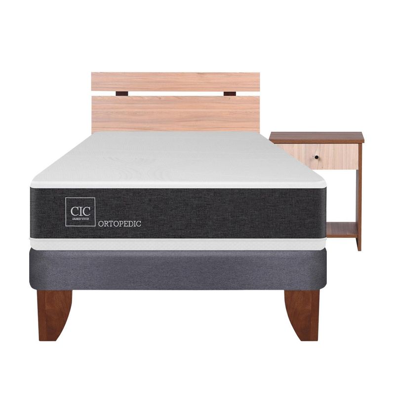 CIC - Cama europea new ortopedic 1.5 plazas + muebles