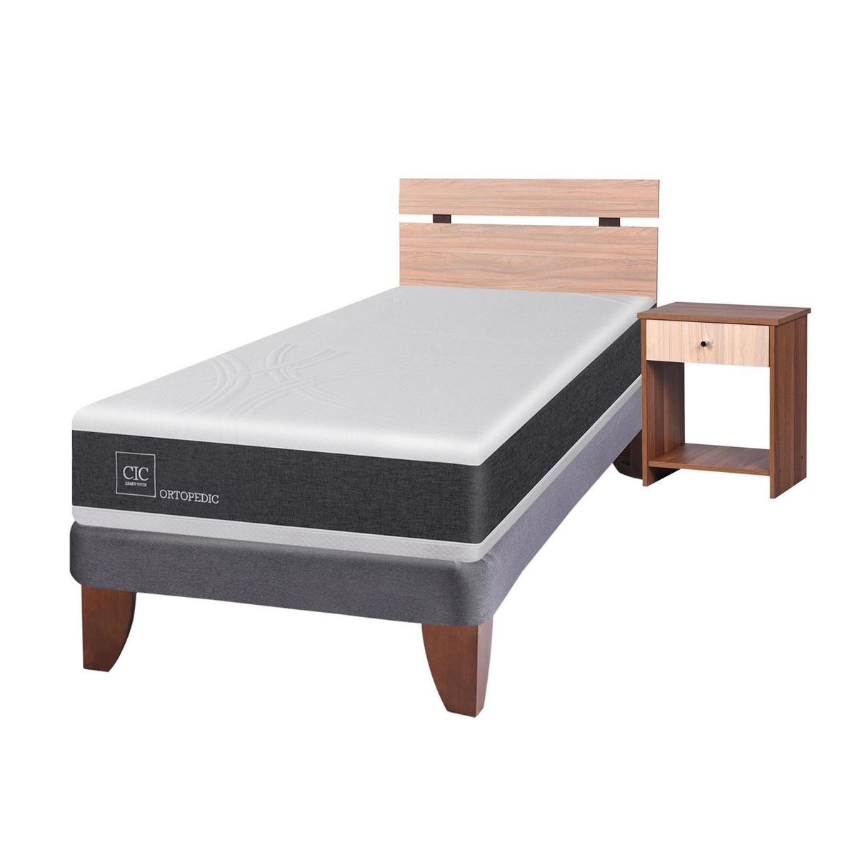 CIC - Cama europea new ortopedic 1.5 plazas + muebles