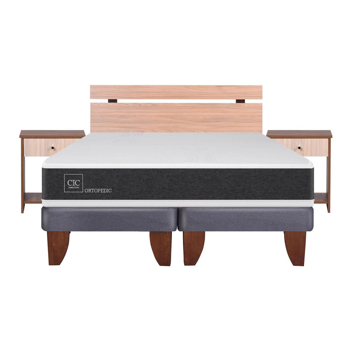 CIC - Cama europea new ortopedic 2 plazas bd + muebles