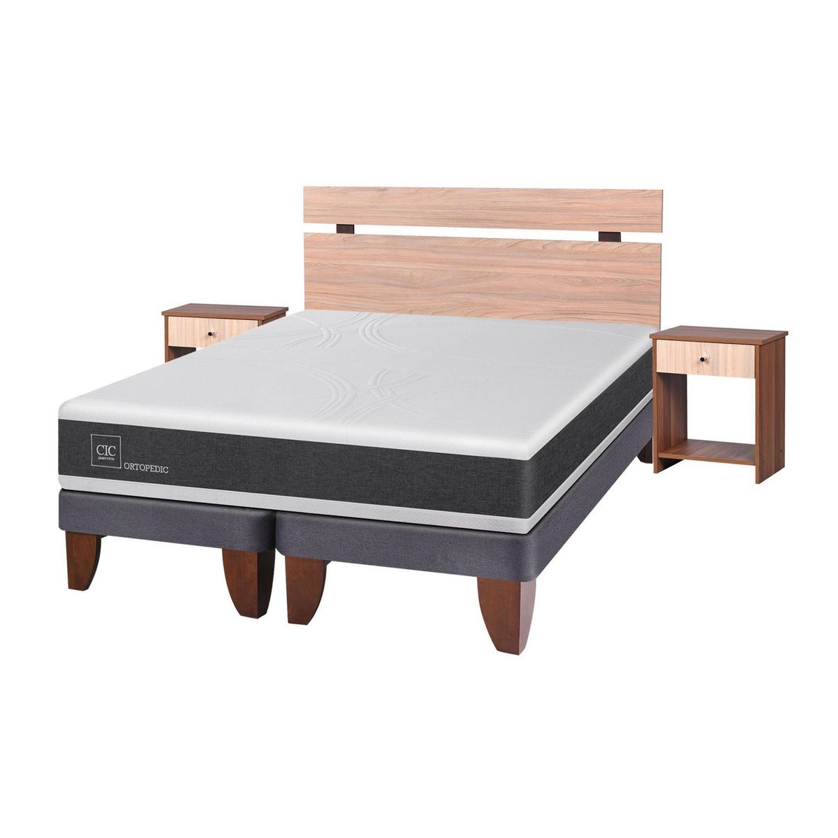 CIC - Cama europea new ortopedic 2 plazas bd + muebles