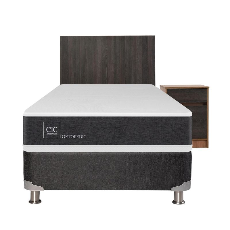 CIC - Box spring new ortopedic b5 black 1.5 plazas + muebles