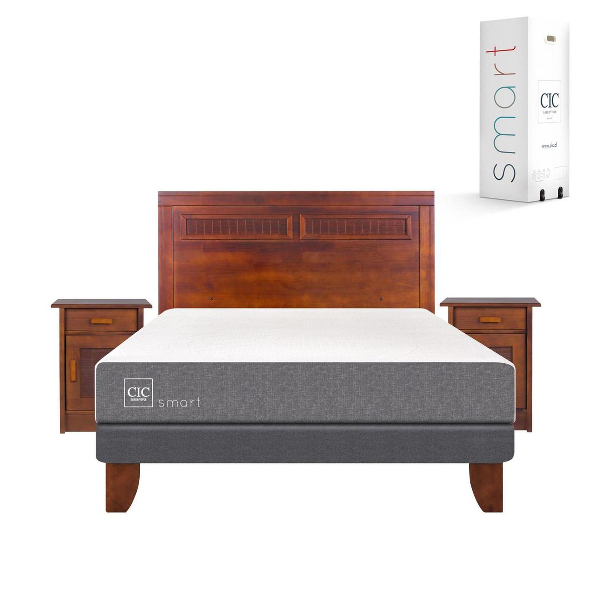 CIC - Cama europea smart 2 plaza bn + muebles