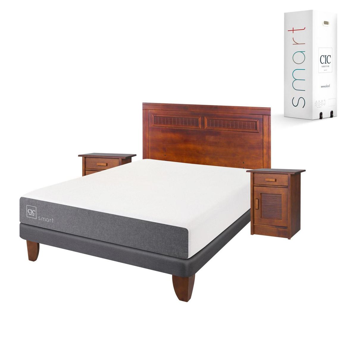 CIC - Cama europea smart 2 plaza bn + muebles