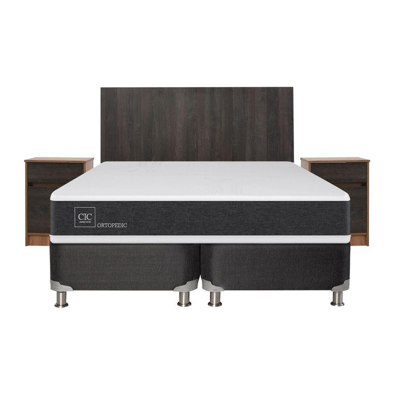 CIC - Box spring new ortopedic b5 black 2 plazas bd + muebles