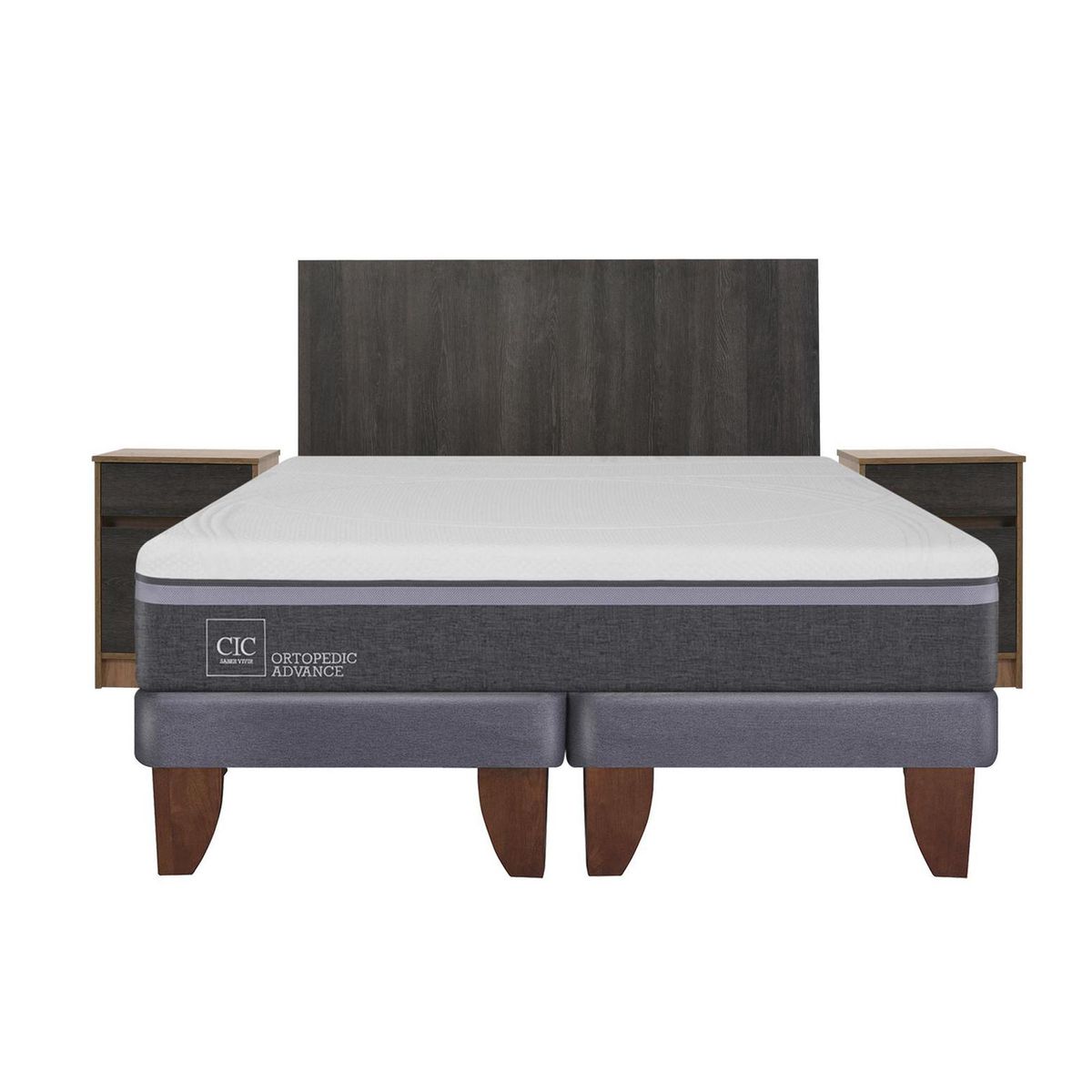 CIC - Cama europea ortopedic advance 2 plazas bd + muebles