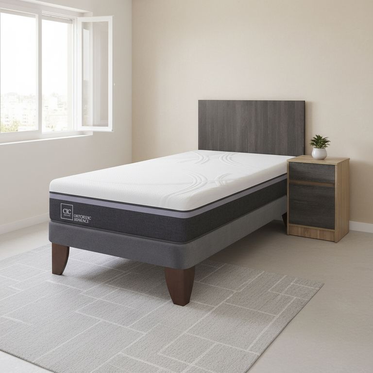 CIC Cama Europea Ortopedic Advance 1.5 Plazas + Muebles