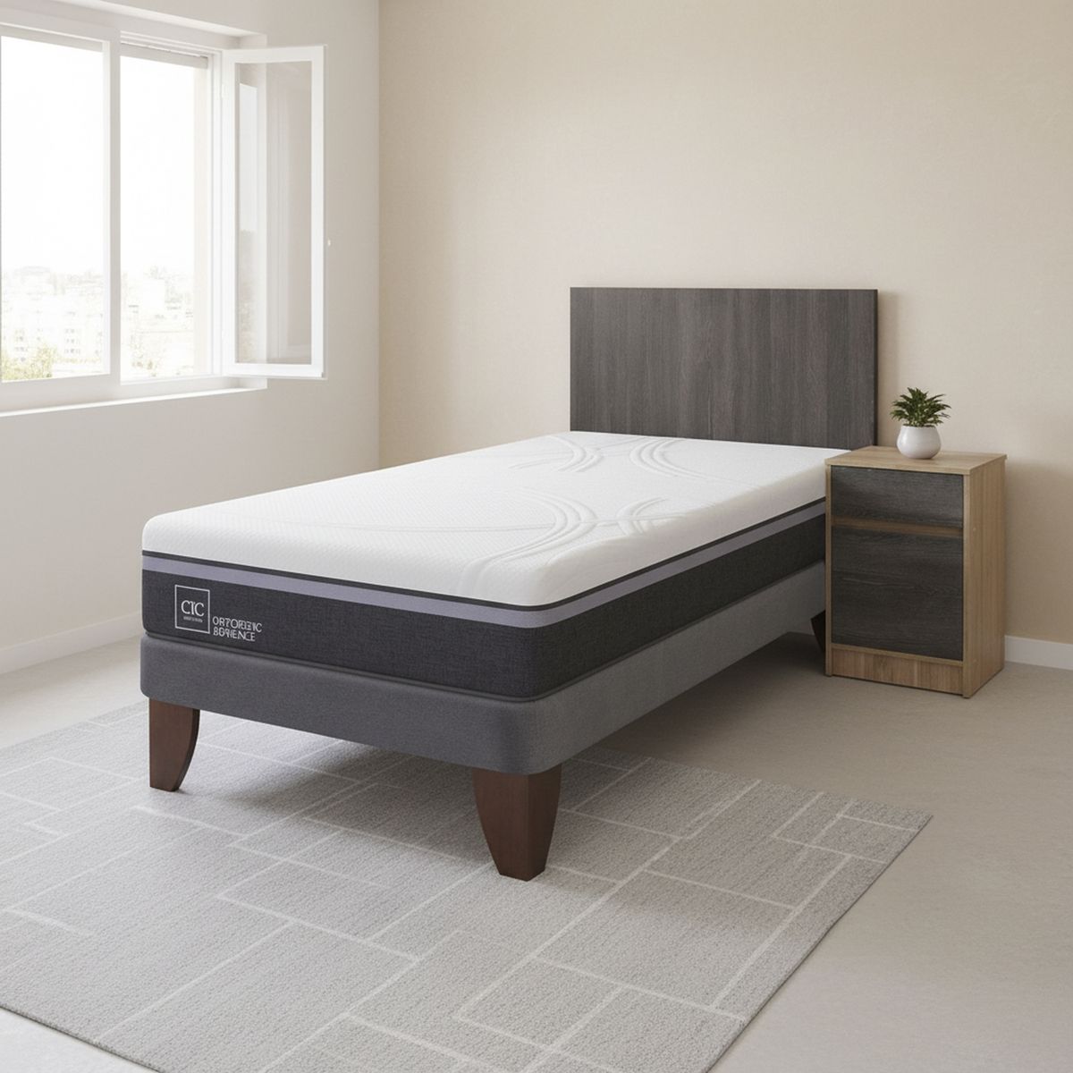 Cama Europea Ortopedic Advance 1.5 Plazas + Muebles, marca CIC - Foto Principal